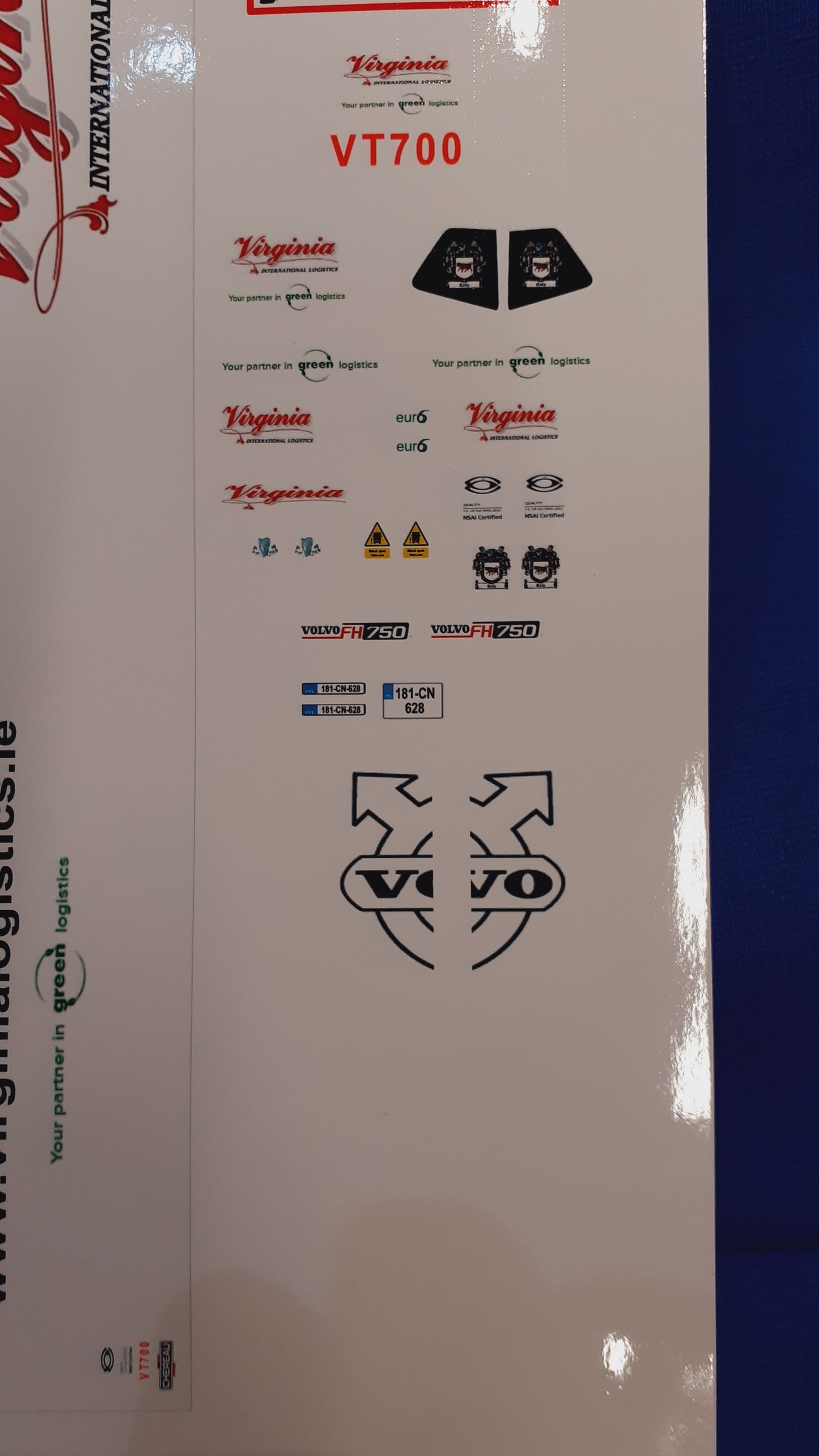 Virginia Int Logistics Volvo FH750 & Scania S Series Waterslide Decals