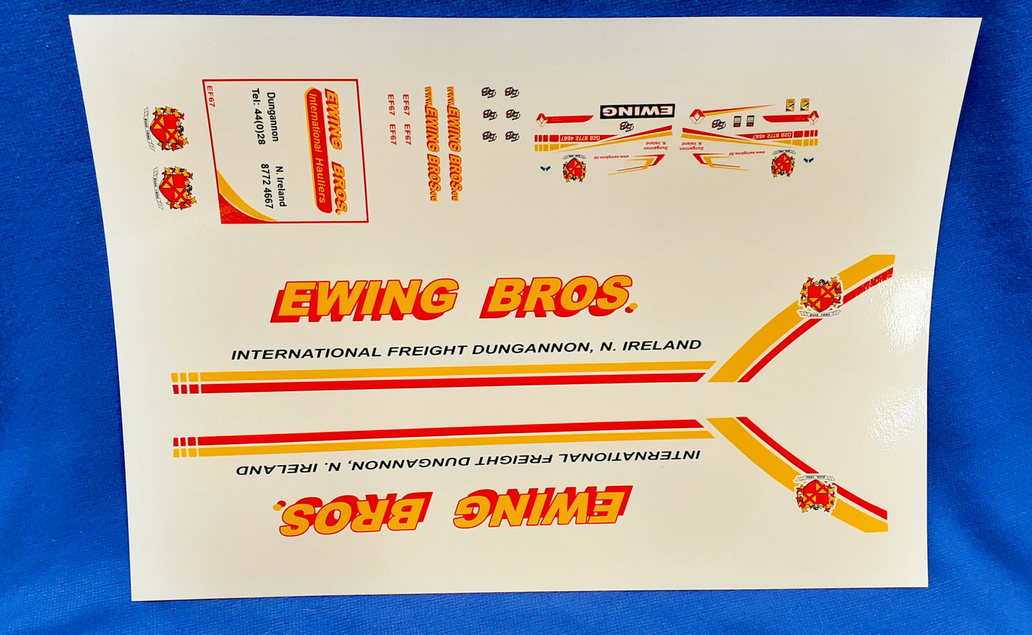 Ewing Bros International Freight N. Ireland, Waterslide Decals