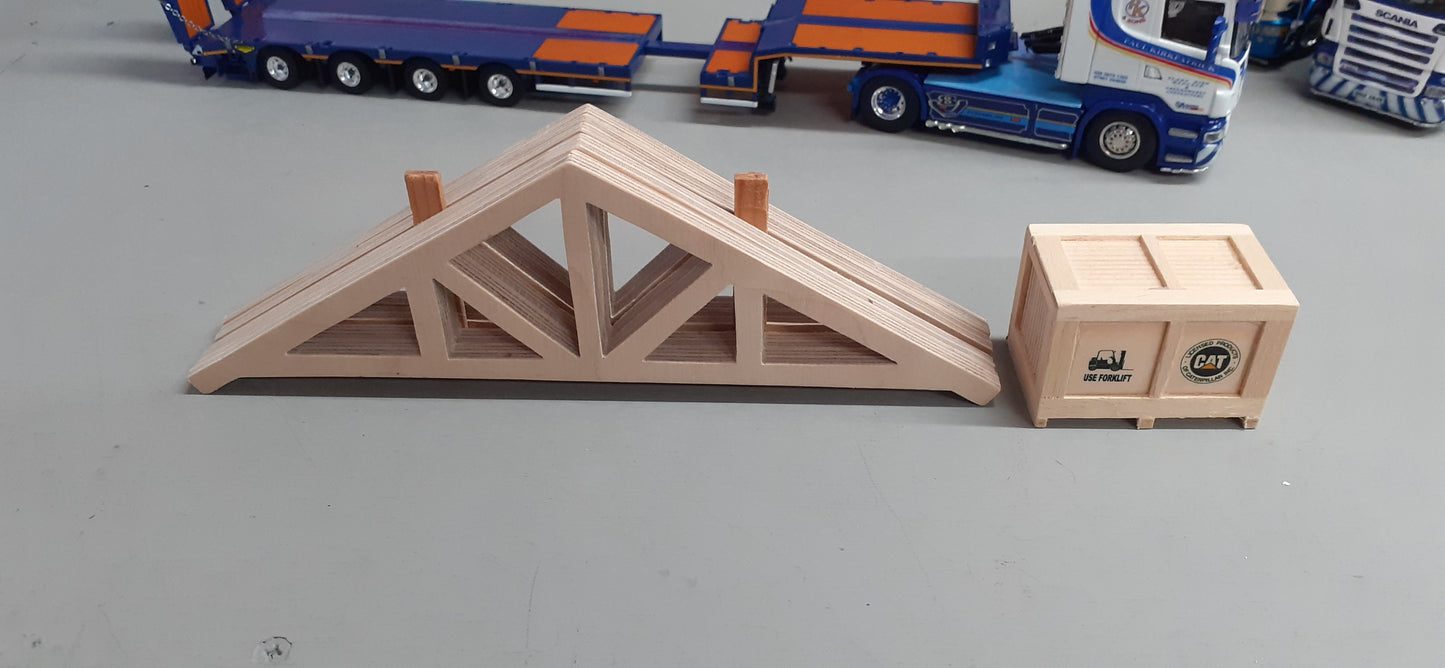1:50 Scale Handcrafted Timber Roof Trusses x 4, Plus Small Box