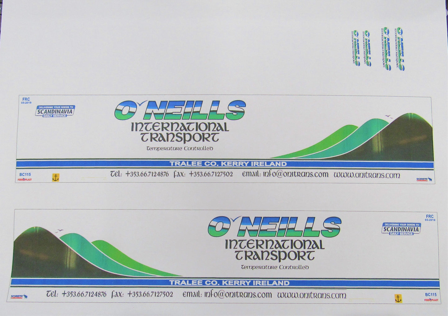O'Neills International Transport Ireland Clear Waterslide Decals