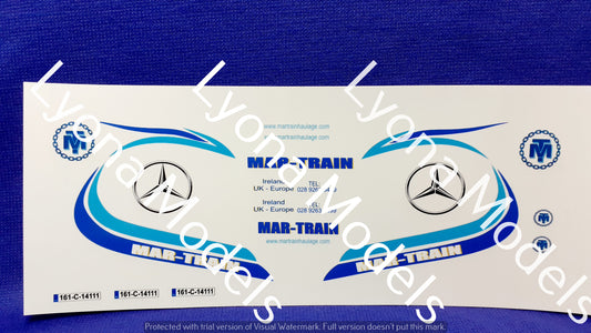 Mar-Train Heavy Haulage Mercedes 161-C-14111, 1:50 Scale Waterslide Decals.