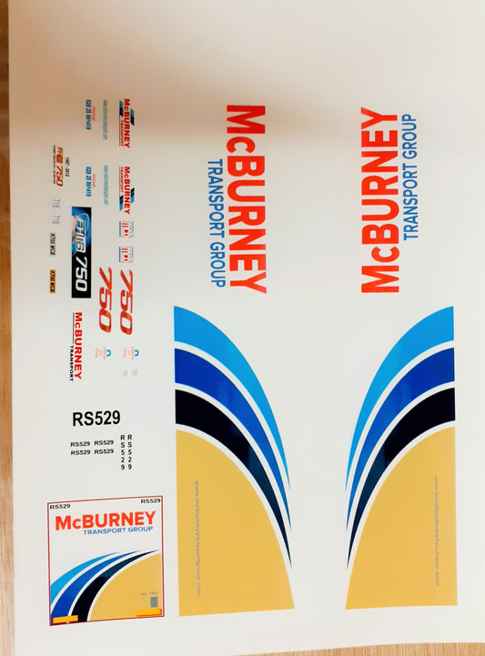 1:50 Scale McBurney Transport Group, Clear Waterslide Decals