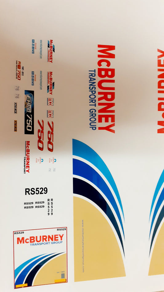 1:50 Scale McBurney Transport Group, Clear Waterslide Decals