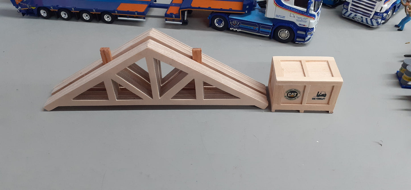 1:50 Scale Handcrafted Timber Roof Trusses x 4, Plus Small Box