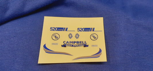 Campbell Bulk Haulage Renault T Clear Waterslide Decals