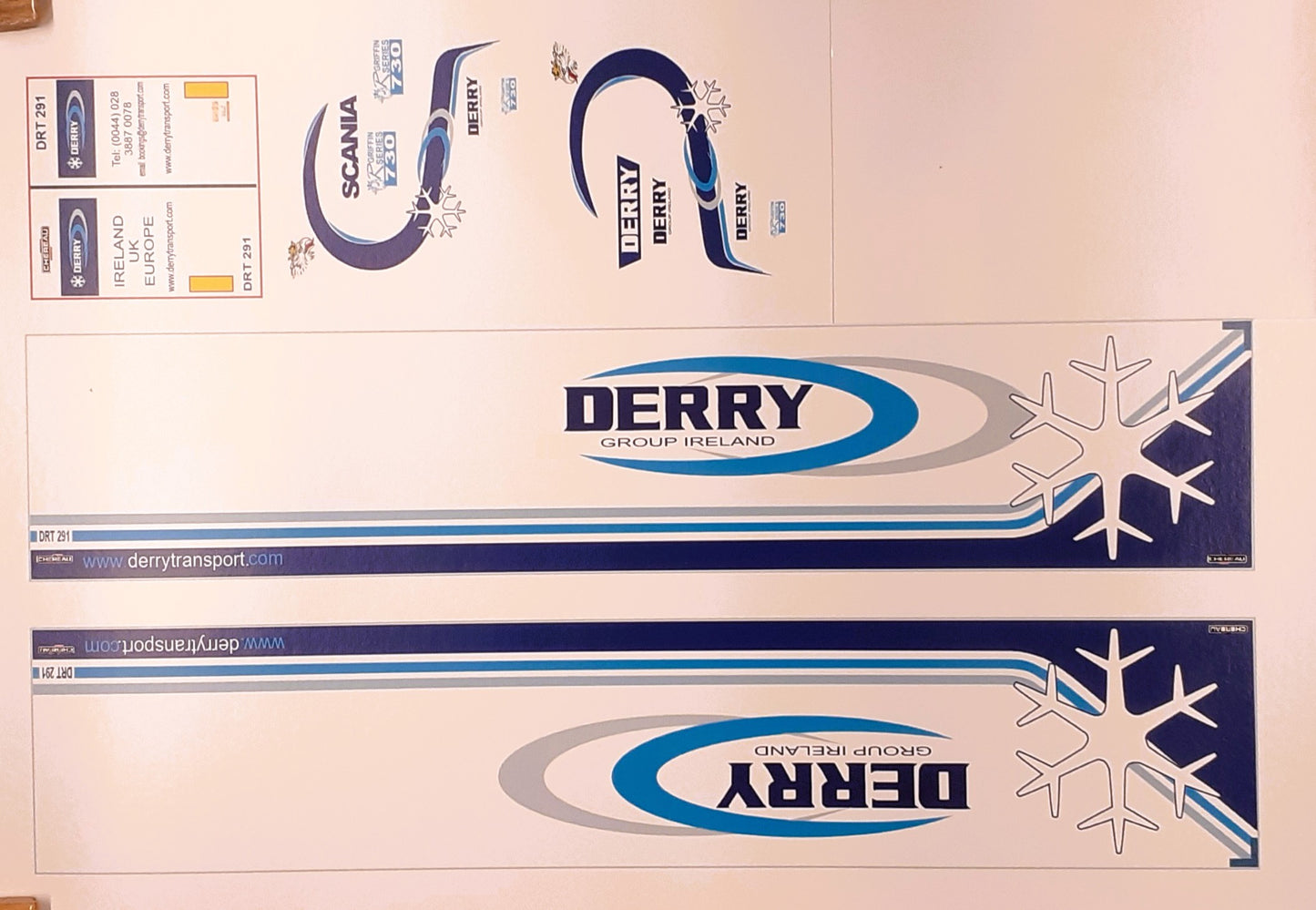 1:50 Scale Derry Group Ireland Scania S Series & Trailer. Waterslide Decals