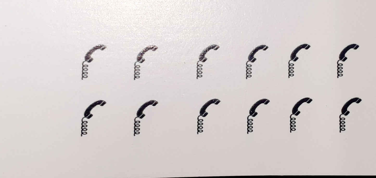 1:50 Scale Clear Waterslide Decals, Telephone Receiver