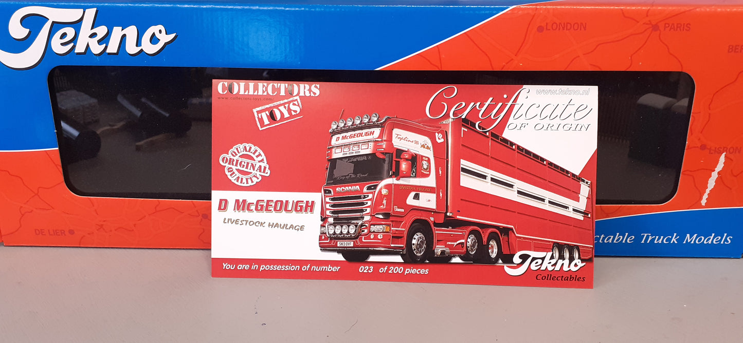1:50 Scale Tekno D McGeough Live Stock Scania Streamline Topline