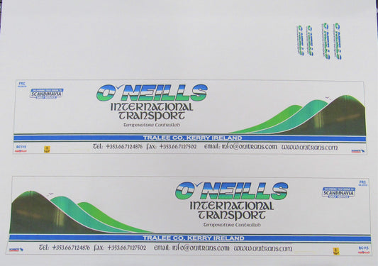O'Neills International Transport Ireland Clear Waterslide Decals